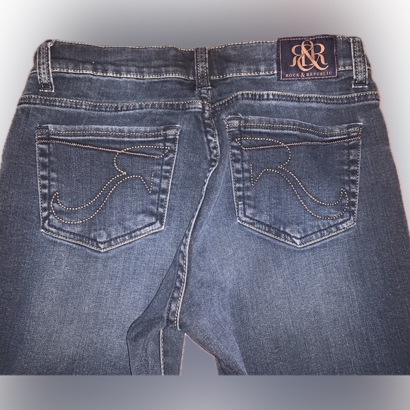 Rock & Republic Kasandra Mid Low Rise Boot Cut Straight Dark Wash Y2K Jeans 4 - Picture 8 of 11